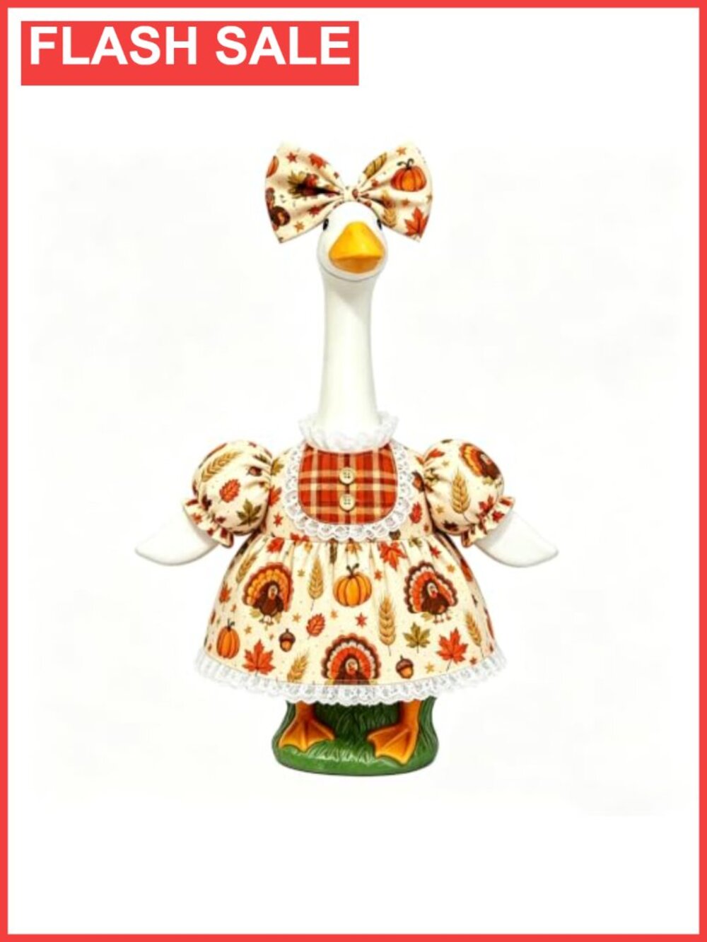 Thanksgiving Porch Goose Outfit Fall Turkey Dress 23 Inch Decorative Bow